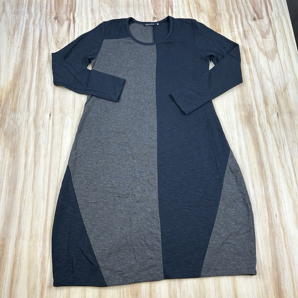 Tara Vao‎ Women's Knit 3/4 Sleeve Colorblock dress Cute Date Size Medium Dark
